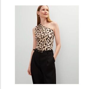 Ann Taylor Leopard Print One-Shoulder Tank Top